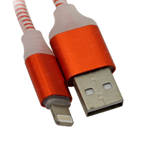 Дата-кабель Smartbuy USB-8 pin, с индикацией, 1 м, красный, с мет. након. (iK-512ss red) от Вольт Маркет