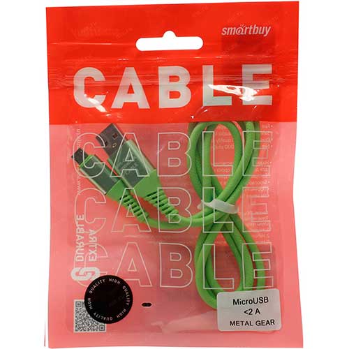 Дата-кабель Smartbuy Micro кабель в резиновой оплетке Gear, 1м. мет. наконечником от Вольт Маркет