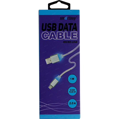 Дата-кабель Smartbuy USB - micro USB, с индикацией, 1м, черно-белый, с мет. наконечником от Вольт Маркет