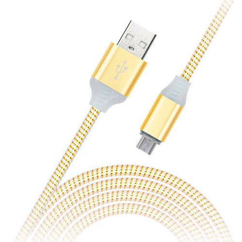 Дата-кабель Smartbuy USB - micro USB, с индикацией, 1м, золото, с мет. наконечником от Вольт Маркет